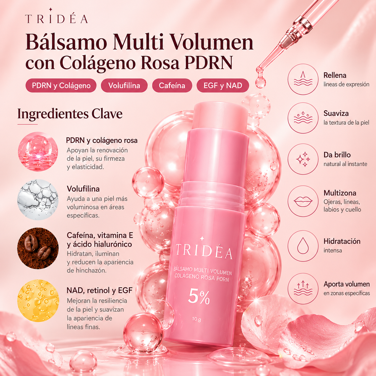 Bálsamo de Colágeno Rosa PDRN + Parches para Ojos GRATIS
