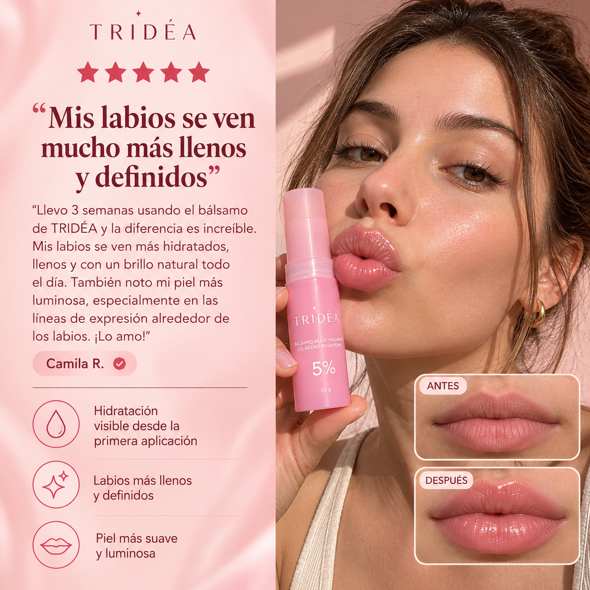 Bálsamo de Colágeno Rosa PDRN + Parches para Ojos GRATIS